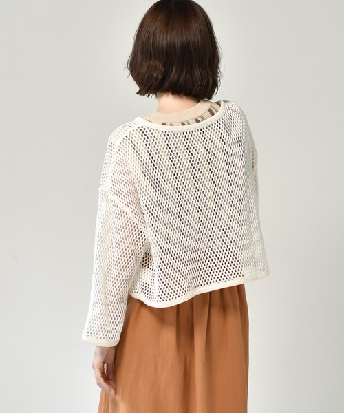 RETRO GIRL（レトロガール）の「2WAYメッシュショートカーデ（カーディガン/ボレロ・レディース・オフホワイト/グリーン/ベージュ・FREE）」の15枚目の写真