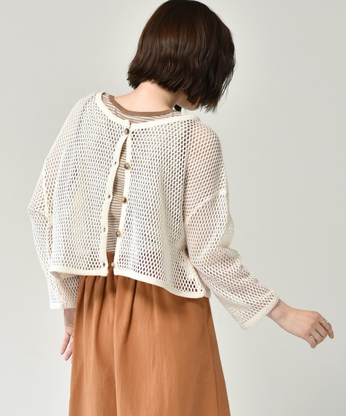 RETRO GIRL（レトロガール）の「2WAYメッシュショートカーデ（カーディガン/ボレロ・レディース・オフホワイト/グリーン/ベージュ・FREE）」の16枚目の写真