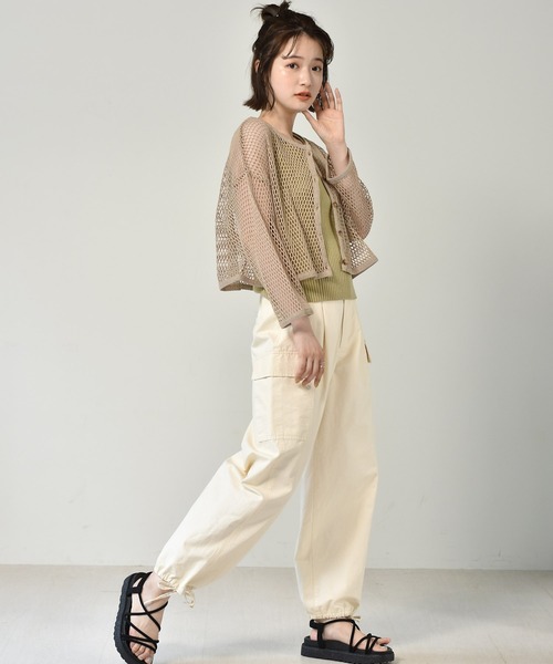 RETRO GIRL（レトロガール）の「2WAYメッシュショートカーデ（カーディガン/ボレロ・レディース・オフホワイト/グリーン/ベージュ・FREE）」の9枚目の写真