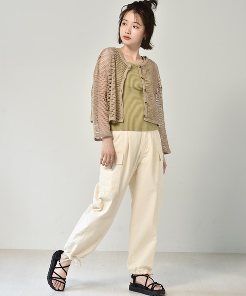 RETRO GIRL（レトロガール）の「2WAYメッシュショートカーデ（カーディガン/ボレロ・レディース・オフホワイト/グリーン/ベージュ・FREE）」の10枚目の写真