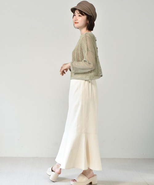 RETRO GIRL（レトロガール）の「2WAYメッシュショートカーデ（カーディガン/ボレロ・レディース・オフホワイト/グリーン/ベージュ・FREE）」の12枚目の写真