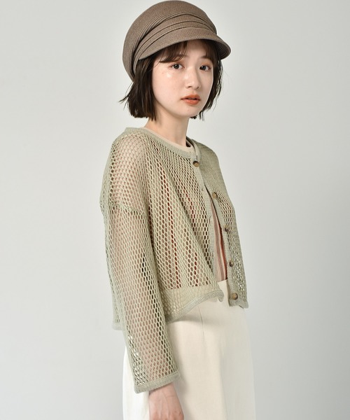 RETRO GIRL（レトロガール）の「2WAYメッシュショートカーデ（カーディガン/ボレロ・レディース・オフホワイト/グリーン/ベージュ・FREE）」の19枚目の写真