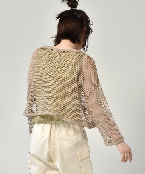 RETRO GIRL（レトロガール）の「2WAYメッシュショートカーデ（カーディガン/ボレロ・レディース・オフホワイト/グリーン/ベージュ・FREE）」の18枚目の写真