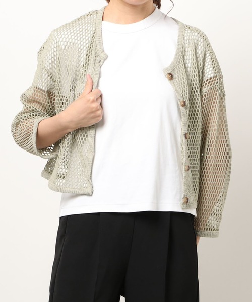 RETRO GIRL（レトロガール）の「2WAYメッシュショートカーデ（カーディガン/ボレロ・レディース・オフホワイト/グリーン/ベージュ・FREE）」の22枚目の写真