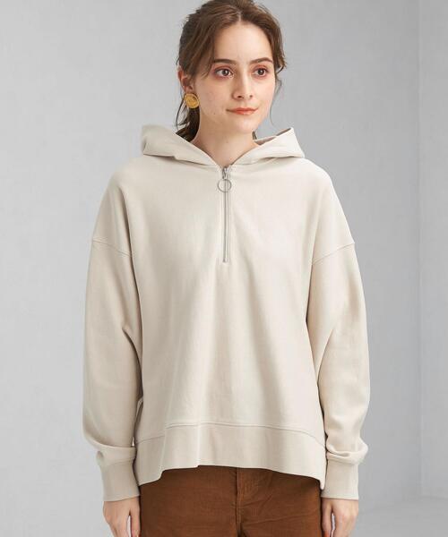 green label relaxing（グリーンレーベルリラクシング）の「ハーフジップ フード プルオーバー カットソー（Tシャツ/カットソー・レディース・ダークグレー/モカ/ナチュラル・FREE）」の6枚目の写真