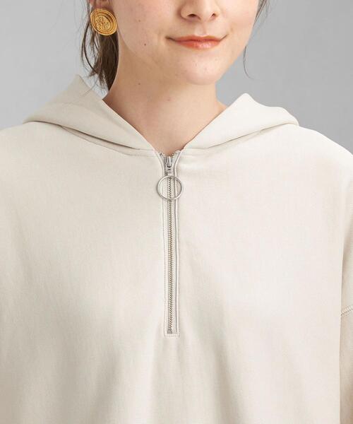 green label relaxing（グリーンレーベルリラクシング）の「ハーフジップ フード プルオーバー カットソー（Tシャツ/カットソー・レディース・ダークグレー/モカ/ナチュラル・FREE）」の9枚目の写真