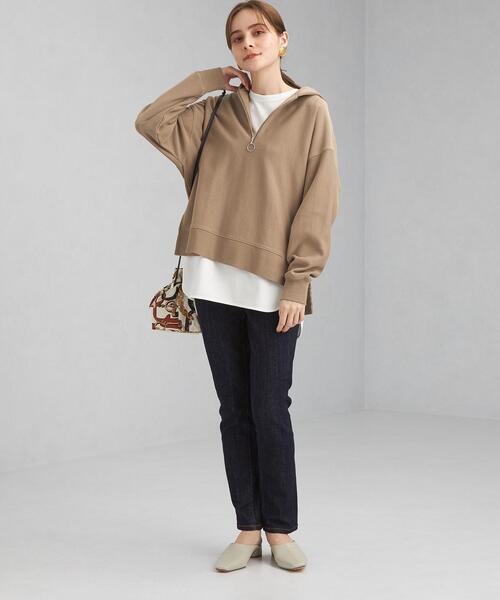 green label relaxing（グリーンレーベルリラクシング）の「ハーフジップ フード プルオーバー カットソー（Tシャツ/カットソー・レディース・ダークグレー/モカ/ナチュラル・FREE）」の18枚目の写真