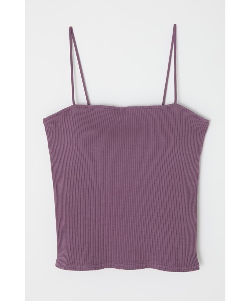 MOUSSY（マウジー）の「SQUARE RIB CAMI トップス（キャミソール・レディース・パープル/ブラック/オレンジ/オフホワイト/ダークブラウン・FREE）」の4枚目の写真