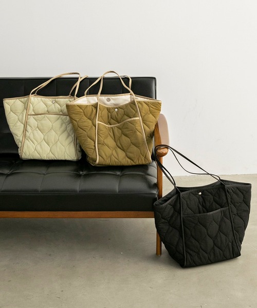 soleile キルティング マザーズバッグ 洗濯機洗い可能】洗える キルティングトートバッグ Lサイズ