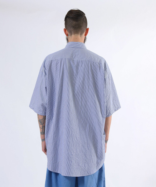 GOLD（ゴールド）の「GOLD / ゴールド：WASHER BROAD STRIPE BIG SHIRT：21A-GL38664[MUS]（シャツ/ブラウス・メンズ・ブラック/ネイビー・M/S/L）」の13枚目の写真