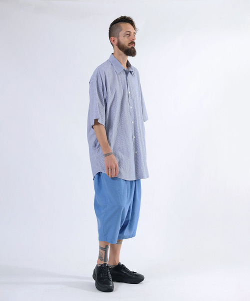 GOLD（ゴールド）の「GOLD / ゴールド：WASHER BROAD STRIPE BIG SHIRT：21A-GL38664[MUS]（シャツ/ブラウス・メンズ・ブラック/ネイビー・M/S/L）」の14枚目の写真