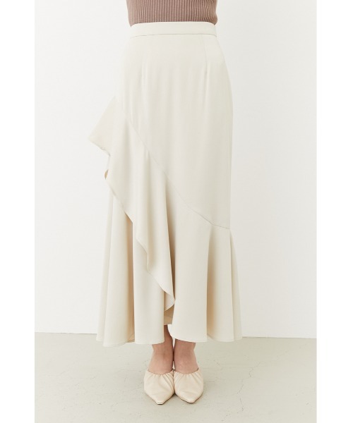 rienda（リエンダ）の「サテンフリルマーメイドスカート（スカート・レディース・ライトブルー/アイボリー/オレンジ・SMALL/MEDIUM）」の4枚目の写真