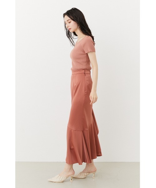 rienda（リエンダ）の「サテンフリルマーメイドスカート（スカート・レディース・ライトブルー/アイボリー/オレンジ・SMALL/MEDIUM）」の9枚目の写真