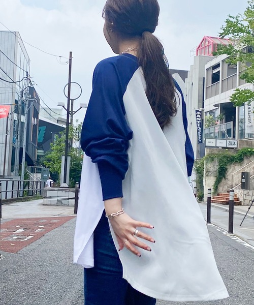 COLLAGE GALLARDAGALANTE（コラージュガリャルダガランテ）の「【OT】バックサテンラグランスリーブカットソー（Tシャツ/カットソー・レディース・チャコールグレー/ベージュ/ブルー/ネイビー・FREE）」の17枚目の写真