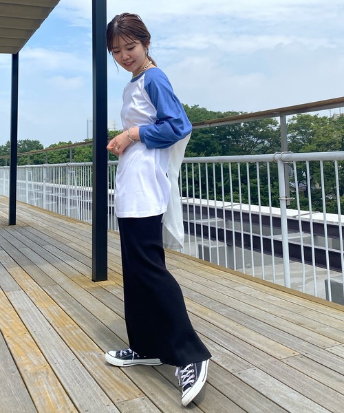 COLLAGE GALLARDAGALANTE（コラージュガリャルダガランテ）の「【OT】バックサテンラグランスリーブカットソー（Tシャツ/カットソー・レディース・チャコールグレー/ベージュ/ブルー/ネイビー・FREE）」の19枚目の写真