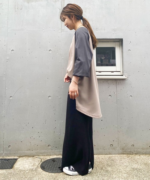 COLLAGE GALLARDAGALANTE（コラージュガリャルダガランテ）の「【OT】バックサテンラグランスリーブカットソー（Tシャツ/カットソー・レディース・チャコールグレー/ベージュ/ブルー/ネイビー・FREE）」の21枚目の写真