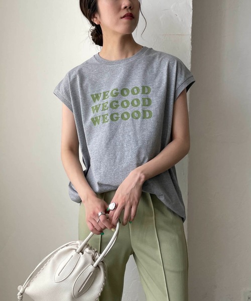 CAPRICIEUX LE'MAGE（カプリシューレマージュ）の「サスティナブルコットンTシャツ（Tシャツ/カットソー・レディース・ベージュ/ホワイト/ライトグレー・FREE）」の2枚目の写真