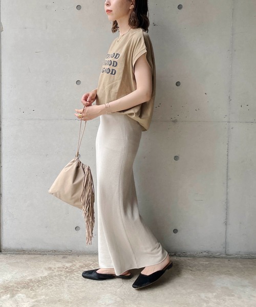 CAPRICIEUX LE'MAGE（カプリシューレマージュ）の「サスティナブルコットンTシャツ（Tシャツ/カットソー・レディース・ベージュ/ホワイト/ライトグレー・FREE）」の14枚目の写真