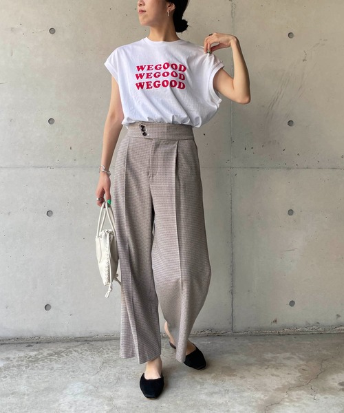 CAPRICIEUX LE'MAGE（カプリシューレマージュ）の「サスティナブルコットンTシャツ（Tシャツ/カットソー・レディース・ベージュ/ホワイト/ライトグレー・FREE）」の6枚目の写真