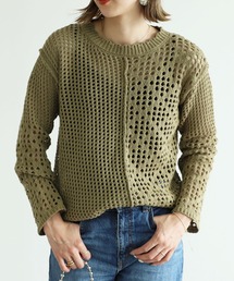 reca | アシメ模様透かし編みメッシュニットプルオーバー(ニット/セーター)