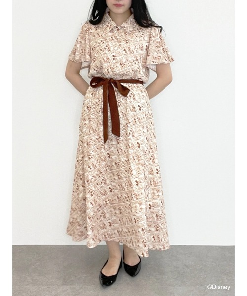 Disney（ディズニー）の「ﾐｯｷｰ&ﾐﾆｰ/総柄ﾜﾝﾋﾟｰｽ（ワンピース・レディース・ベージュ・FREE）」の5枚目の写真