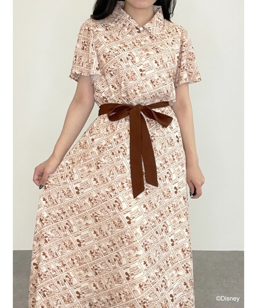 Disney（ディズニー）の「ﾐｯｷｰ&ﾐﾆｰ/総柄ﾜﾝﾋﾟｰｽ（ワンピース・レディース・ベージュ・FREE）」の11枚目の写真