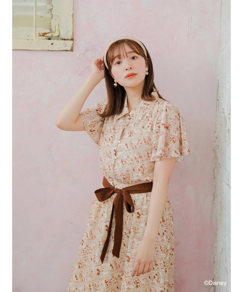 Disney（ディズニー）の「ﾐｯｷｰ&ﾐﾆｰ/総柄ﾜﾝﾋﾟｰｽ（ワンピース・レディース・ベージュ・FREE）」の14枚目の写真