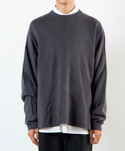 WEGO（ウィゴー）の「WEGO/ミラノリブ スリットBIGプルオーバー（ニット/セーター・メンズ・ダークグレー/ベージュ/ダークブルー・MEDIUM/LARGE）」の22枚目の写真