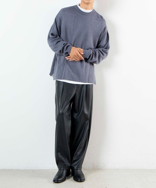 WEGO（ウィゴー）の「WEGO/ミラノリブ スリットBIGプルオーバー（ニット/セーター・メンズ・ダークグレー/ベージュ/ダークブルー・MEDIUM/LARGE）」の16枚目の写真