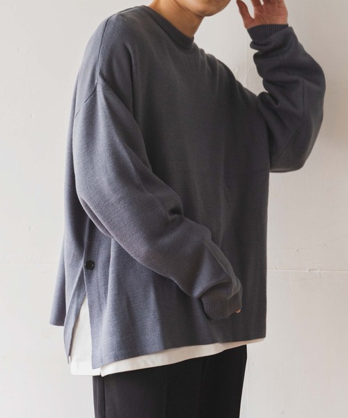 WEGO（ウィゴー）の「WEGO/ミラノリブ スリットBIGプルオーバー（ニット/セーター・メンズ・ダークグレー/ベージュ/ダークブルー・MEDIUM/LARGE）」の18枚目の写真