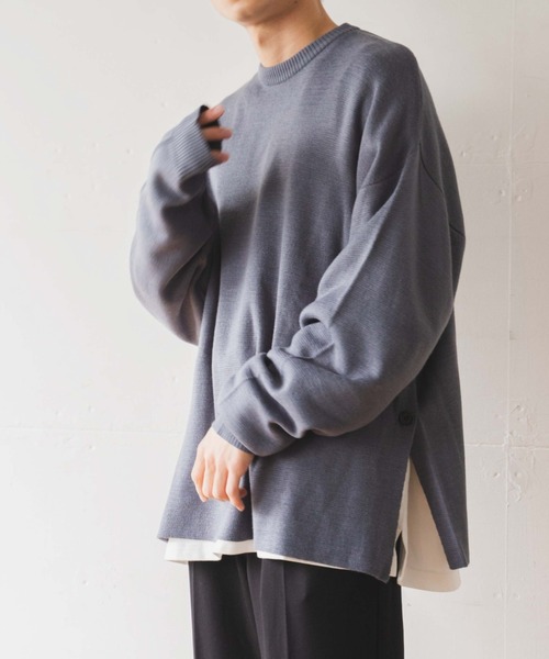 WEGO（ウィゴー）の「WEGO/ミラノリブ スリットBIGプルオーバー（ニット/セーター・メンズ・ダークグレー/ベージュ/ダークブルー・MEDIUM/LARGE）」の20枚目の写真