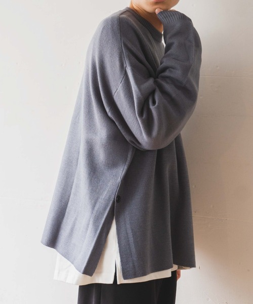 WEGO（ウィゴー）の「WEGO/ミラノリブ スリットBIGプルオーバー（ニット/セーター・メンズ・ダークグレー/ベージュ/ダークブルー・MEDIUM/LARGE）」の21枚目の写真