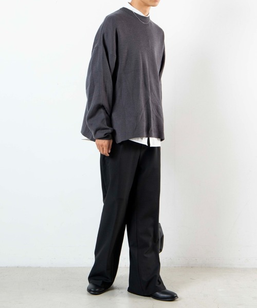 WEGO（ウィゴー）の「WEGO/ミラノリブ スリットBIGプルオーバー（ニット/セーター・メンズ・ダークグレー/ベージュ/ダークブルー・MEDIUM/LARGE）」の4枚目の写真