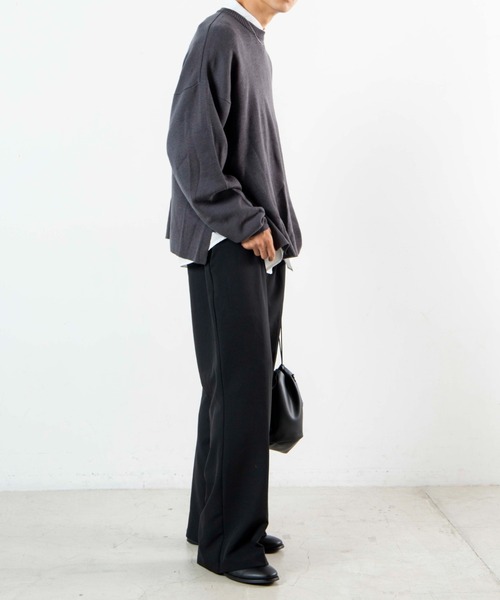 WEGO（ウィゴー）の「WEGO/ミラノリブ スリットBIGプルオーバー（ニット/セーター・メンズ・ダークグレー/ベージュ/ダークブルー・MEDIUM/LARGE）」の5枚目の写真