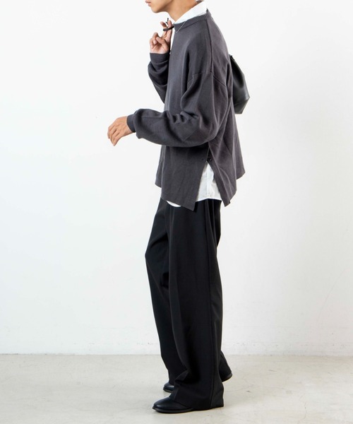 WEGO（ウィゴー）の「WEGO/ミラノリブ スリットBIGプルオーバー（ニット/セーター・メンズ・ダークグレー/ベージュ/ダークブルー・MEDIUM/LARGE）」の6枚目の写真