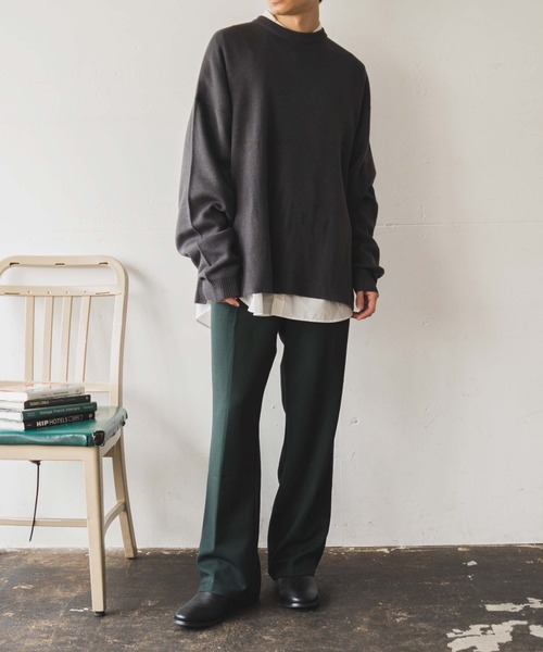 WEGO（ウィゴー）の「WEGO/ミラノリブ スリットBIGプルオーバー（ニット/セーター・メンズ・ダークグレー/ベージュ/ダークブルー・MEDIUM/LARGE）」の7枚目の写真