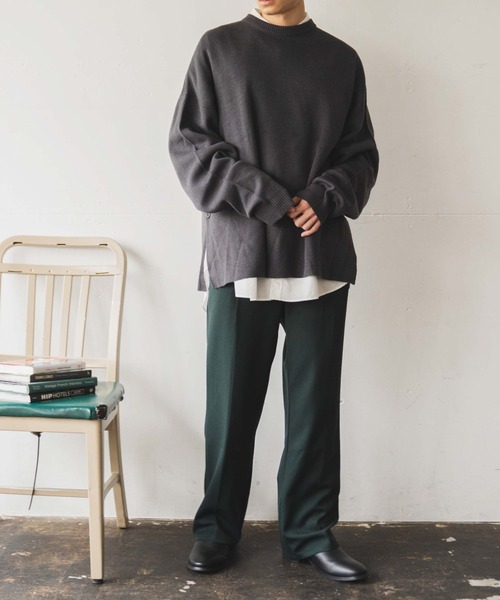 WEGO（ウィゴー）の「WEGO/ミラノリブ スリットBIGプルオーバー（ニット/セーター・メンズ・ダークグレー/ベージュ/ダークブルー・MEDIUM/LARGE）」の8枚目の写真