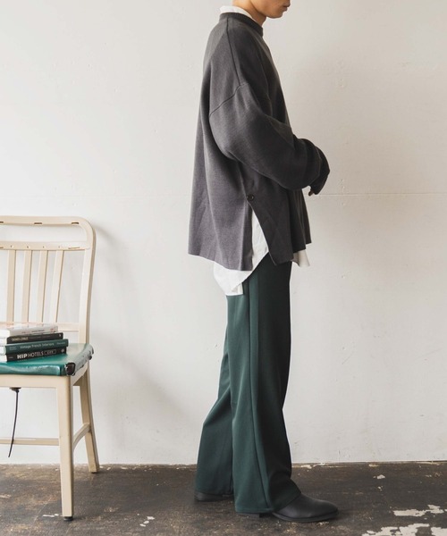 WEGO（ウィゴー）の「WEGO/ミラノリブ スリットBIGプルオーバー（ニット/セーター・メンズ・ダークグレー/ベージュ/ダークブルー・MEDIUM/LARGE）」の9枚目の写真