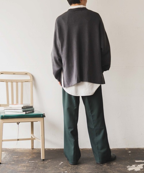 WEGO（ウィゴー）の「WEGO/ミラノリブ スリットBIGプルオーバー（ニット/セーター・メンズ・ダークグレー/ベージュ/ダークブルー・MEDIUM/LARGE）」の10枚目の写真