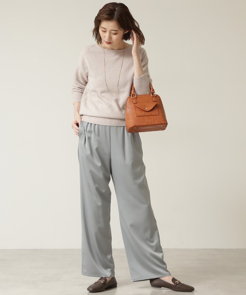 NATURAL BEAUTY BASIC（ナチュラルビューティーベーシック）の「フォックス混ジェントルタッチ　ボートネック（ニット/セーター・レディース・チャコールグレー/オフホワイト/ブルー・MEDIUM）」の20枚目の写真