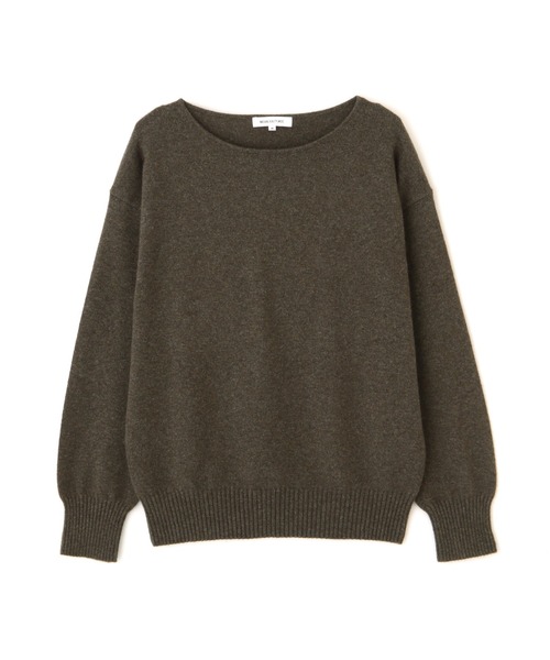 NATURAL BEAUTY BASIC（ナチュラルビューティーベーシック）の「フォックス混ジェントルタッチ　ボートネック（ニット/セーター・レディース・チャコールグレー/オフホワイト/ブルー・MEDIUM）」の5枚目の写真