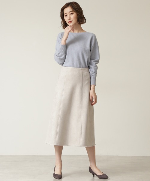 NATURAL BEAUTY BASIC（ナチュラルビューティーベーシック）の「フォックス混ジェントルタッチ　ボートネック（ニット/セーター・レディース・チャコールグレー/オフホワイト/ブルー・MEDIUM）」の14枚目の写真