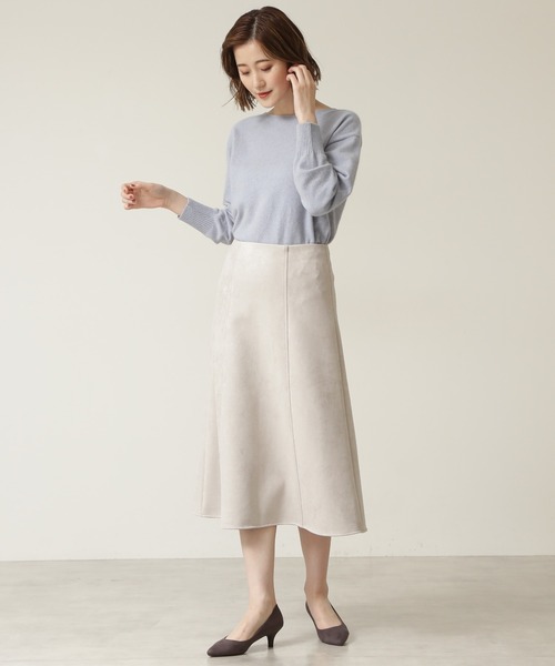 NATURAL BEAUTY BASIC（ナチュラルビューティーベーシック）の「フォックス混ジェントルタッチ　ボートネック（ニット/セーター・レディース・チャコールグレー/オフホワイト/ブルー・MEDIUM）」の22枚目の写真