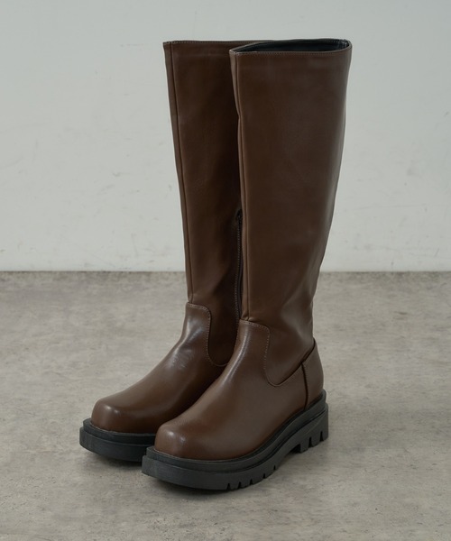 natural couture（ナチュラルクチュール）の「厚底ロングブーツ（ブーツ・レディース・ブラウン/ブラック・MEDIUM/LARGE）」の7枚目の写真
