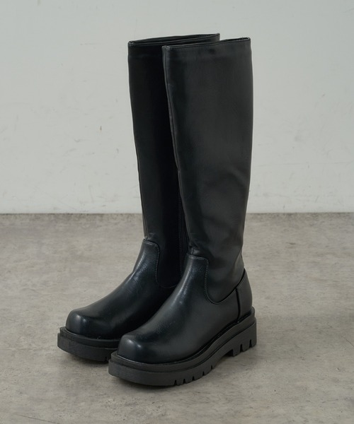 natural couture（ナチュラルクチュール）の「厚底ロングブーツ（ブーツ・レディース・ブラウン/ブラック・MEDIUM/LARGE）」の3枚目の写真