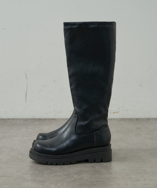 natural couture（ナチュラルクチュール）の「厚底ロングブーツ（ブーツ・レディース・ブラウン/ブラック・MEDIUM/LARGE）」の12枚目の写真
