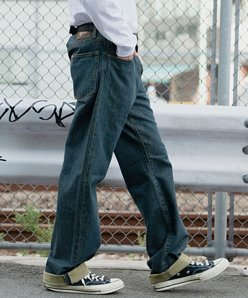 HANES（ヘインズ）の「『Hanes/ヘインズ』ベーシックレギュラーストレートデニムパンツ（デニムパンツ・メンズ・ワンウォッシュ/サックスブルー/ブルー系その他/ブラック・85/88/79/76/82）」の12枚目の写真