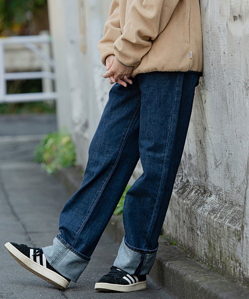 HANES（ヘインズ）の「『Hanes/ヘインズ』ベーシックレギュラーストレートデニムパンツ（デニムパンツ・メンズ・ワンウォッシュ/サックスブルー/ブルー系その他/ブラック・85/88/79/76/82）」の10枚目の写真