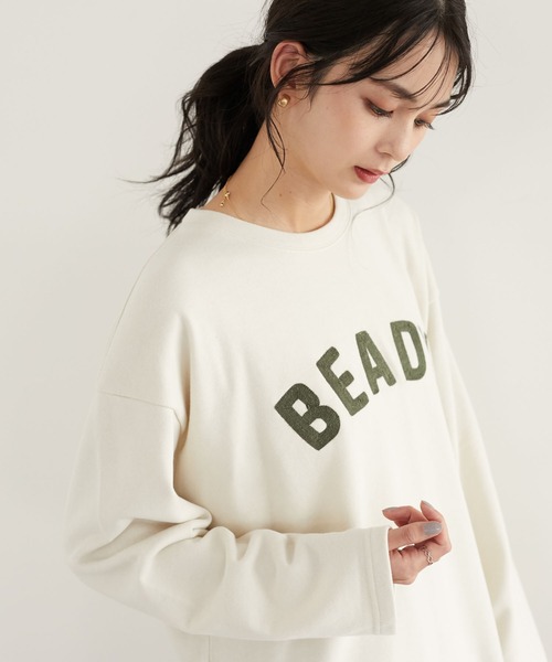 SEVENDAYS=SUNDAY（セブンデイズサンデイ）の「裏毛チェーン刺繍ロンTEE　＊（スウェット・レディース・ブラック/ベージュ/レッド/オフホワイト/アイボリー/カーキ・M/L）」の6枚目の写真