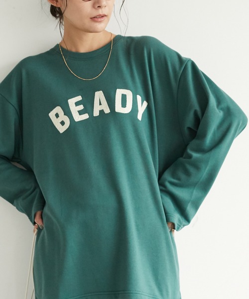 SEVENDAYS=SUNDAY（セブンデイズサンデイ）の「裏毛チェーン刺繍ロンTEE　＊（スウェット・レディース・ブラック/ベージュ/レッド/オフホワイト/アイボリー/カーキ・M/L）」の3枚目の写真